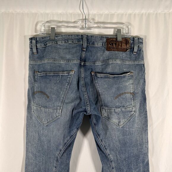 G-Star Raw ARC 3D Slim Jeans Men's 32x32 Light Wash Denim Distressed Button Fly - Picture 7 of 10